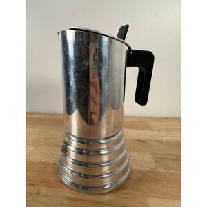 Vintage Italian Moka Pot Silver Polished Aluminum‎ Vev Vigano MCM 6.5"